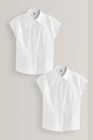 Next Monteret Hætteærmer Cotton Rich Stræk Premium School Skjorter 2 Pakke (3-18år)3 år (98cm)