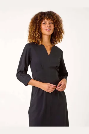 Roman Ponte Notch Neck Midi Dress44