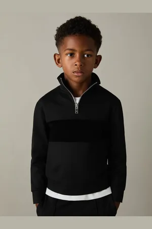 Reiss Selin Slim Fit Half-Zip Funnel Neck Velour Sweatshirt8 - 9 år (128 - 134cm)