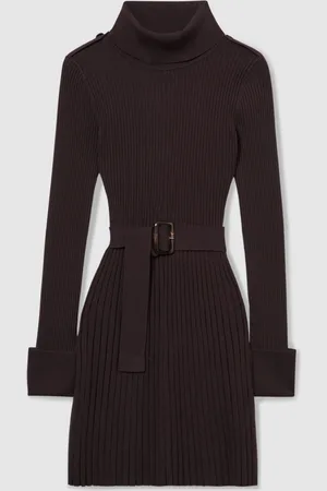 Reiss Vinnie Roll-Neck Ribbed Mini DressM