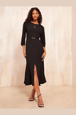 Friends Like These Long Sleeve Gold Belted Tailored Midi Dress40