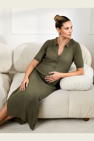 JoJo Maman Bébé Collared Ribbed Knitted Maternity Dresslarge