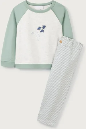 The White Company Green 100% Organic Cotton Turtle Sweatshirt & Stripe Twill Trousers Set6268cm