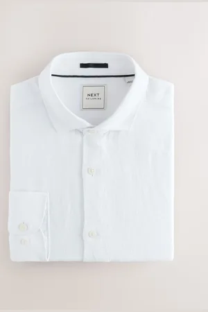 Next 100% Linen Short Long Signature Textured Shirtxxxlarge
