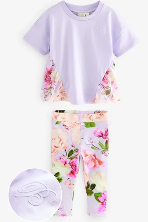 Ted Baker 2 Piece Purple T-Shirt and Floral Print Leggings Set7480cm