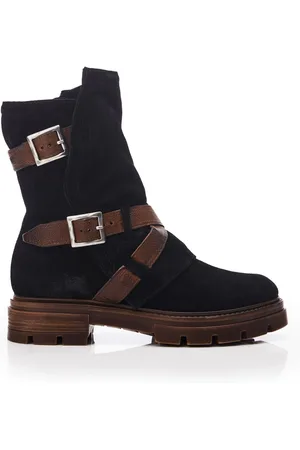 Moda In Pelle Briona Front Wrap Side Buckle Chunky Sole Ankle Boots