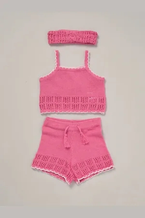 MISS Red 100% Cotton True Knit Top Shorts and Headband Outfit Set9298cm