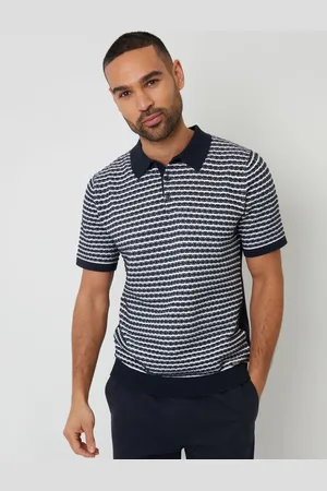 Threadbare Textured Stribet Knitted Polo-skjorterStor