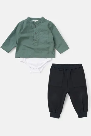 Angel & Rocket Hartley 100% Cotton Woven Shirt Bodice with Trousers Set9 - 12 måneder (74 - 80cm)
