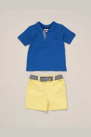 Little Gent Blue Polo Shirt and Belted Shorts Outfit Set122128cm
