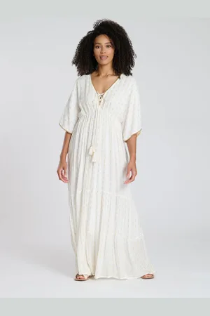 South Beach Metallisk Jacquard Prikker Tiered Maxikjole