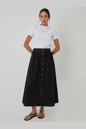 Threadbare Button Detail Maxi 100% Cotton Skirt with Pockets40