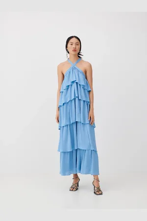 VILA Satin Frill Tiered Maxi DressXS 6