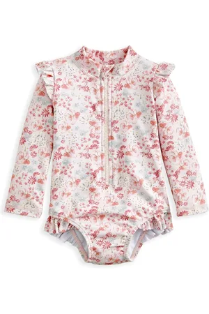 Mamas & Papas Pink Floral Print Long Sleeve Swimsuit8086cm