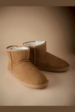 Next Signature Suede Slipper Boots with Faux Fur Lining