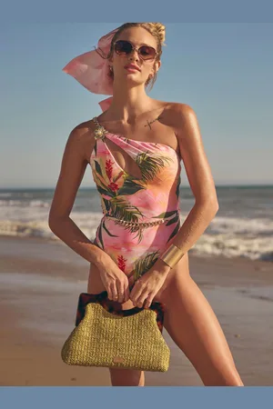 River Island Printed One Shoulder Swimsuit38