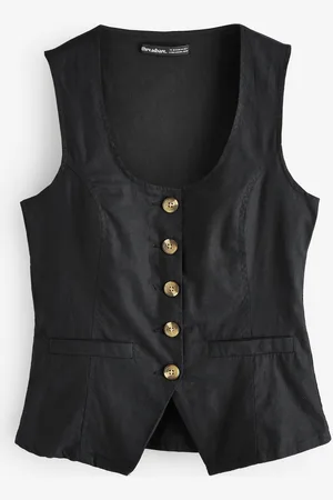 Threadbare Scoop Neck Longline Linen Blend Waistcoat38