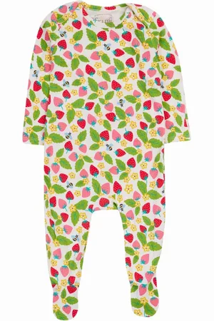 Frugi White Easy Dressing Printed 100% Cotton Babygrow7480cm