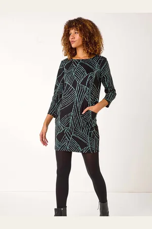 Roman Abstract Print Pocket Detail Tunic Dress46