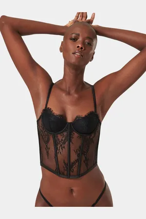 BlueBella Madeline Bustier-korset med bøjler og blonder med aftagelige skulderstropper80E (E)