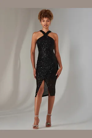 Jolie Moi Cross Neck Slit Bodycon Dress46