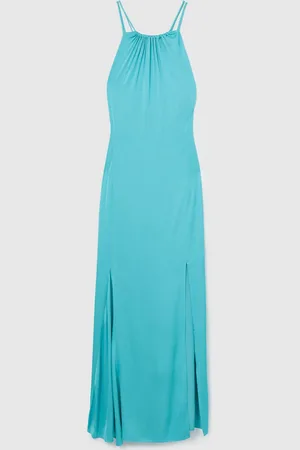 Reiss Tallie Satin Halterneck Maxi Dress38