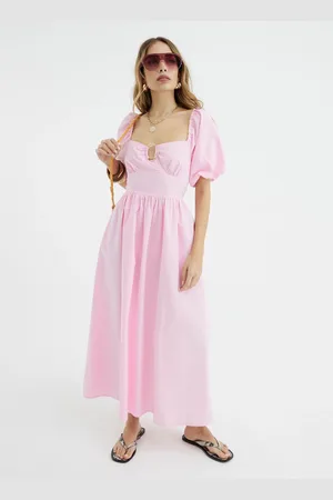 River Island Poplin Trim Detail 100% Cotton Midi Dress42