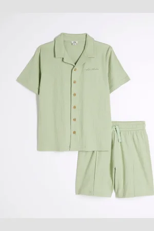 River Island Boys Textured Revere Shirt & Short Set110116cm