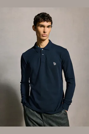 Paul Smith 100% Cotton Zebra Logo Long Sleeve Polo ShirtS