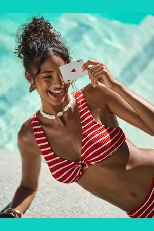 Friends Like These Crinkle Scoop Neck Circle Trim Bikini Top46