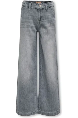 ONLY Grey Wide Leg Adjustable Waist 100% Cotton Jeans10 år (140cm)