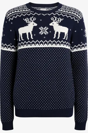 The Little Tailor Mens Christmas 100% Cotton Reindeer Fairisle Pattern JumperL