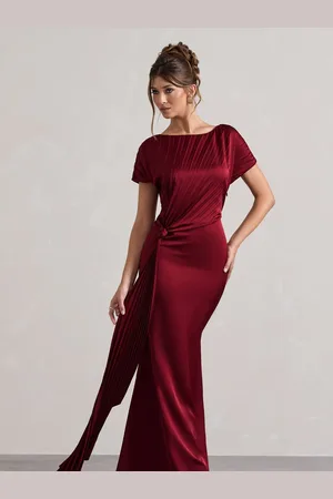 Club L Ambrosia Satin Plisseret Maxikjole Med Drapering38