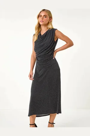 Roman Petite Sparkle Stretch Drape Dress36