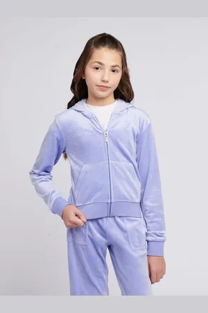 Juicy Couture Lyserød Piger Tonal Velour Zip Up Hættetrøje122128cm