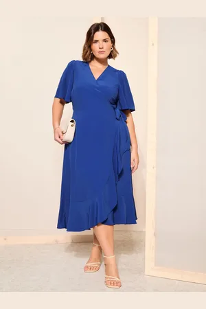 Friends Like These Curves Like These Chiffon Mix Flutter Sleeve Wrap Midi Kjole54