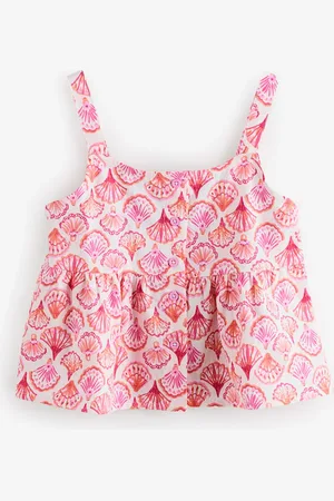 Benetton Girls Pink Printed 100% Cotton Top158164cm