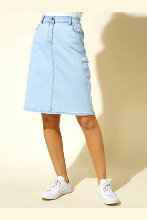 Roman A-Line Knee Length Denim Skirt42