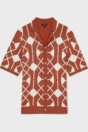 Reiss Terrazzo Geometrisk Broderi Strik Skjorterlarge