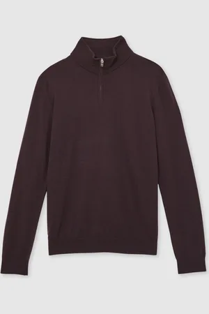 Reiss Blackhall Merino Wool Half-Zip Funnel Neck JumperM