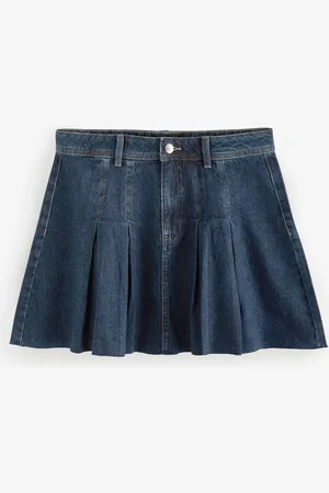Next 100% Bomuld Plisseret Denim Mini Nederdele46