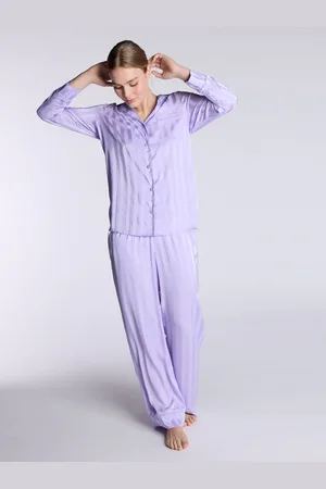 Boux Avenue Purple Luxe Satin Stripe Long Pyjamas Set40