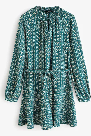 Next Tie Waist Long Sleeve Mini Shirt Dress42