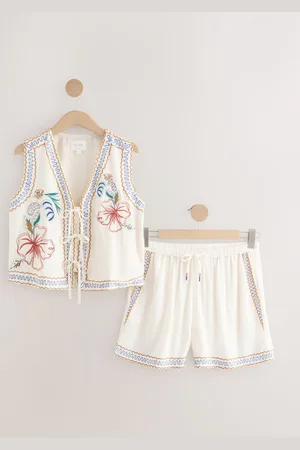 Next Embroidered Tie Vest Short Set Pyjamas36