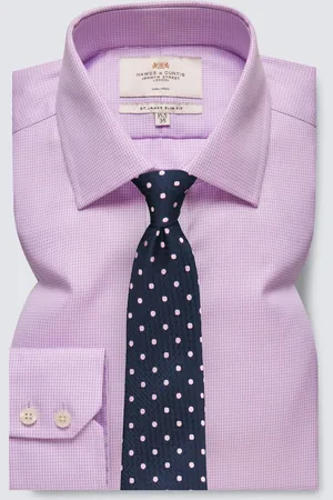 Hawes & Curtis Slim Non-Iron Dogtooth 100% Cotton Purple Shirt38cm R (UK 15 R)