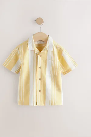 Next Short Sleeves Revere Collar Linen Blend Stripe Shirt (3mths-7yrs)104110cm