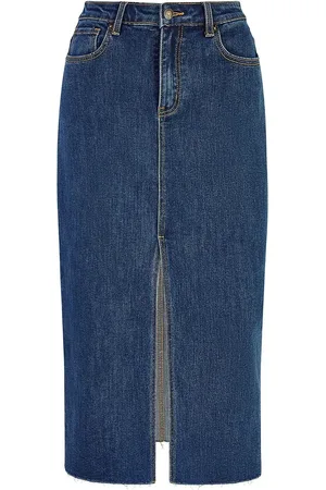 Yumi Denim Stretch Fitted Midi Skirt With Front Split38