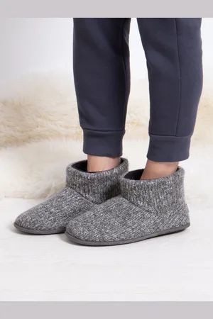 Totes Mens Knitted Short Boot Slippers