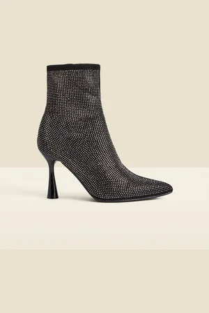 Sosandar Sparkle Flared Heel Sock Boots