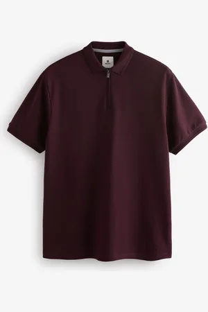 Next Short Sleeve 100% Cotton Textured Quarter Zip Polo Shirts4XL